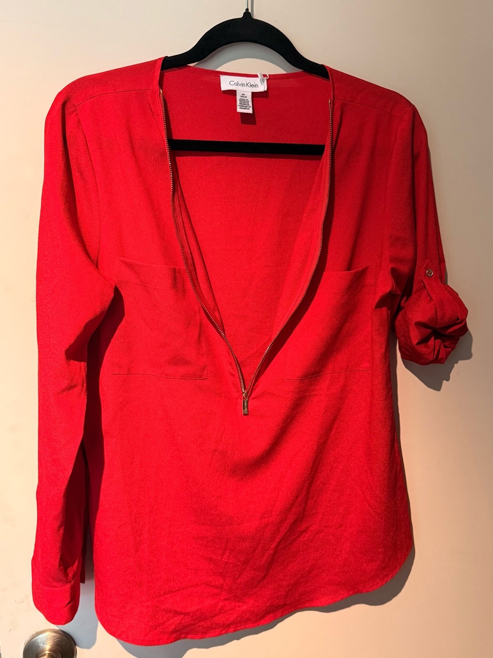 Calvin Klein Bright Red Half-Zip Tunic Top